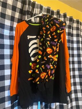 Mens Halloween Skeleton Pajama Set - Black & Orange